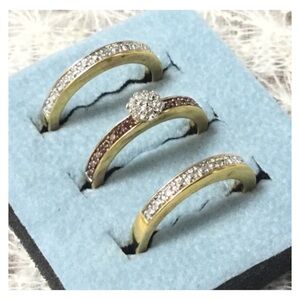 ALFRED DURANTE-BRADFORD EXCHANGE “I Love You” 3pc Stacking Ring Set